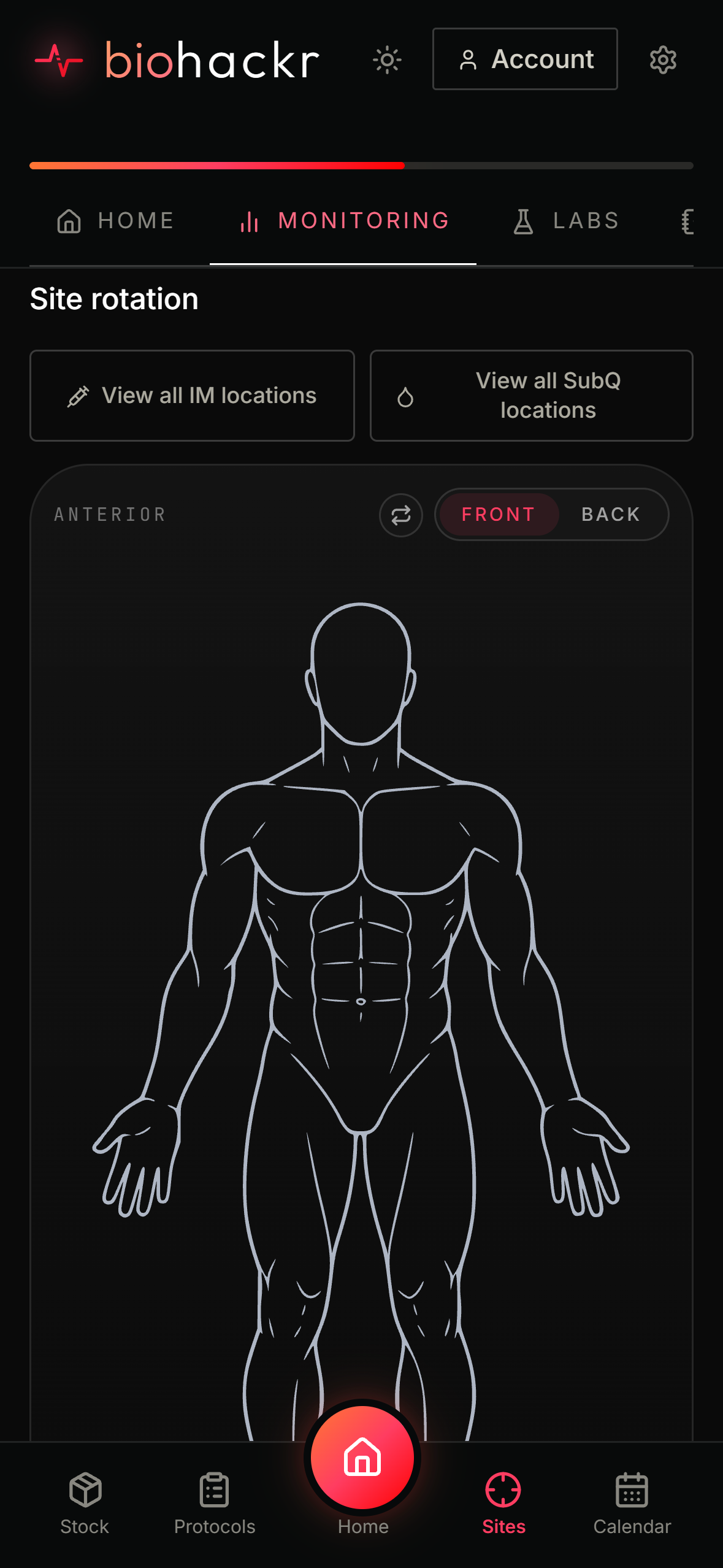 Biohackr site rotation on iPhone with body-map injection tracking